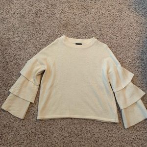 Lumiere Cream Sweater w/ Ruffle Sleeves. Size M